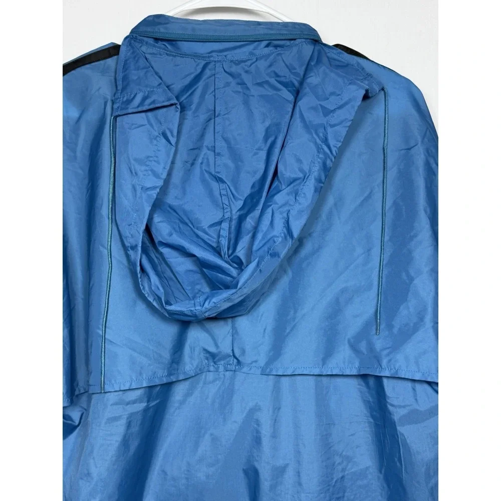 Vintage 80s Adidas Originals Windbreaker Jacket Trefoil M Blue Packable Hooded